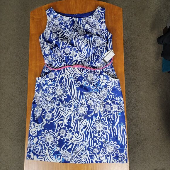 NWT Nine West Blue Riviera Combo Floral Sheath Dress With Pockets - 18W - Picture 6 of 12
